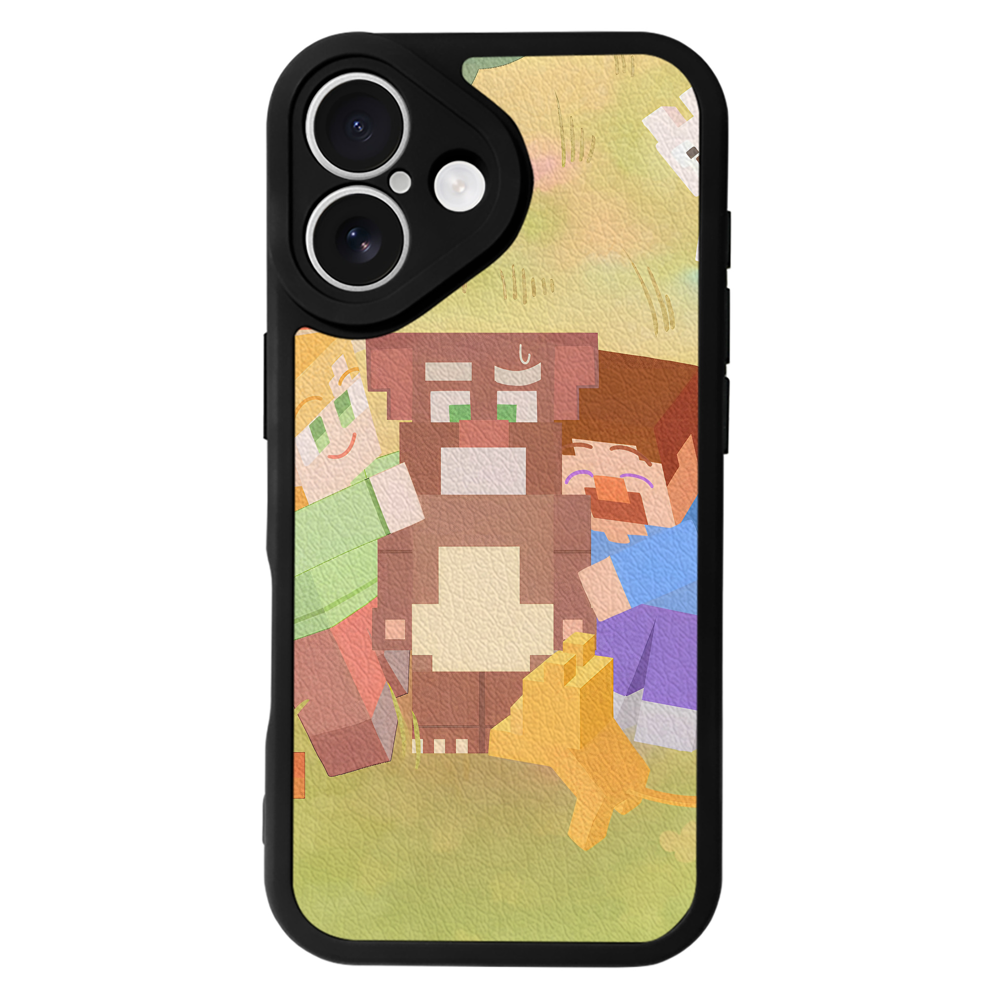 （画像用） マインクラフト ブロックの世界 Minecraft MC Block world 【iPhone 16シリーズ対応】シリコンスマホケース（レザー調） 材質：シリコン